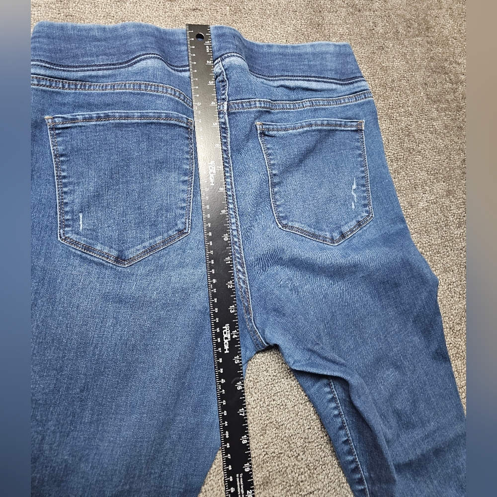Old Navy Jeans Women Size 14 Distressed Blue Midrise PullOn Jeggings Rockstar - Picture 7 of 13